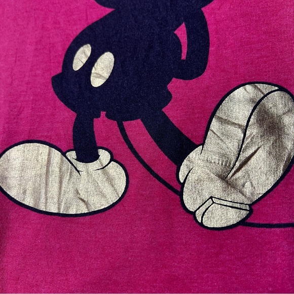 Disney Mickey Mouse Silhouette Gold Boots Crewneck Sweatshirt Red Women’s L - Picture 4 of 5